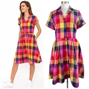 Emily and Fin x ModCloth Kate Rainbow Plaid Dress